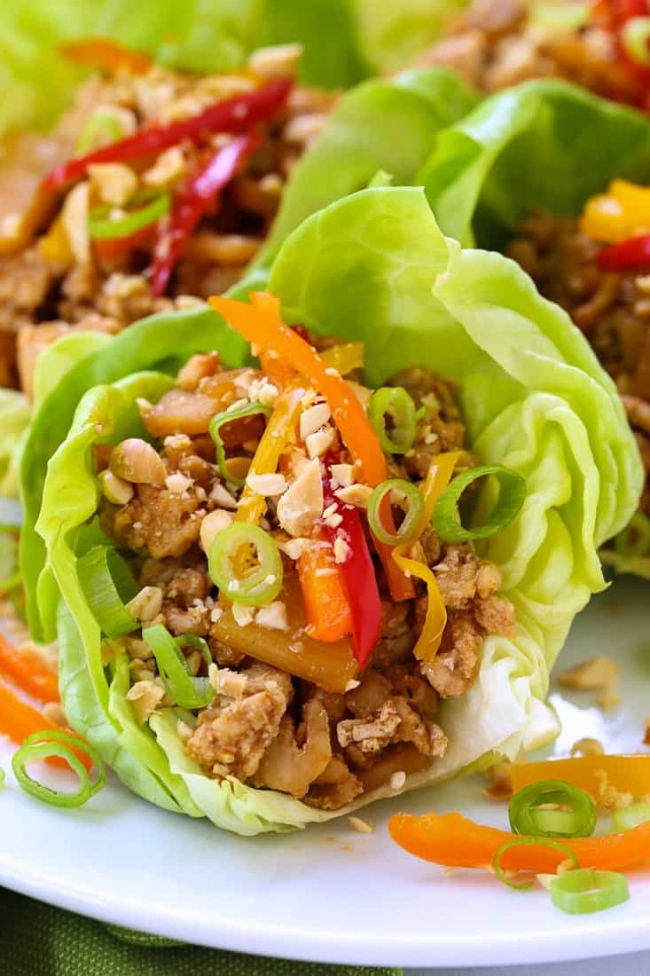 Asian Chicken Lettuce Wraps are a low carb dinner recipe