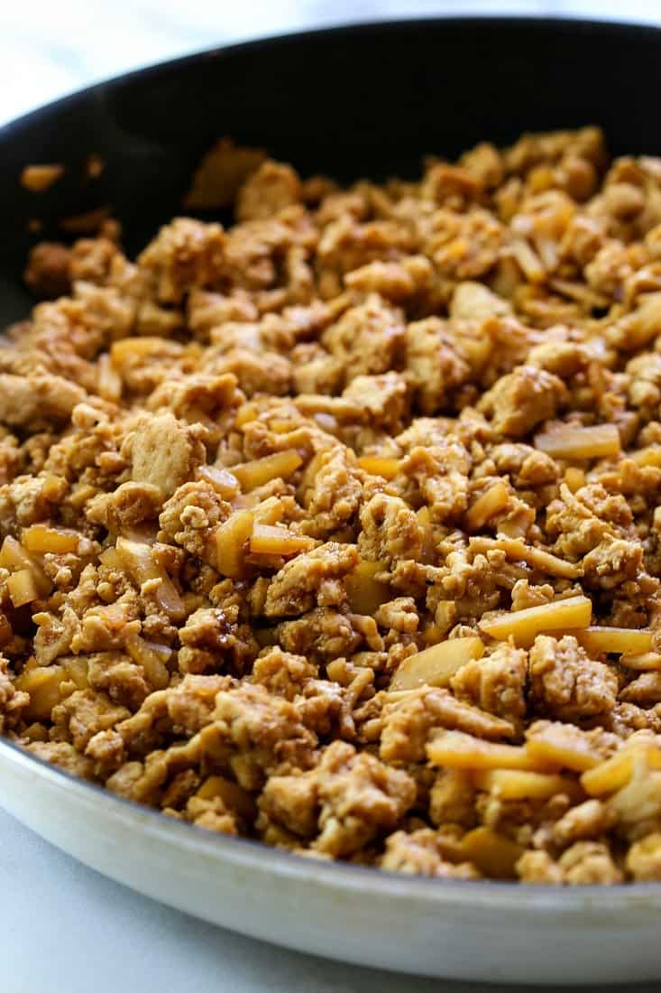 Asian flavored ground chicken filling for lettuce wraps