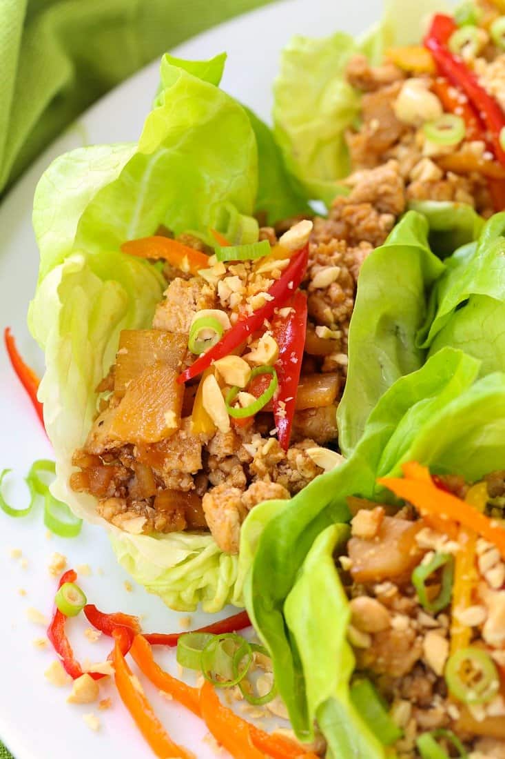 Asian Chicken Lettuce Wraps are a healthy dinner recipe