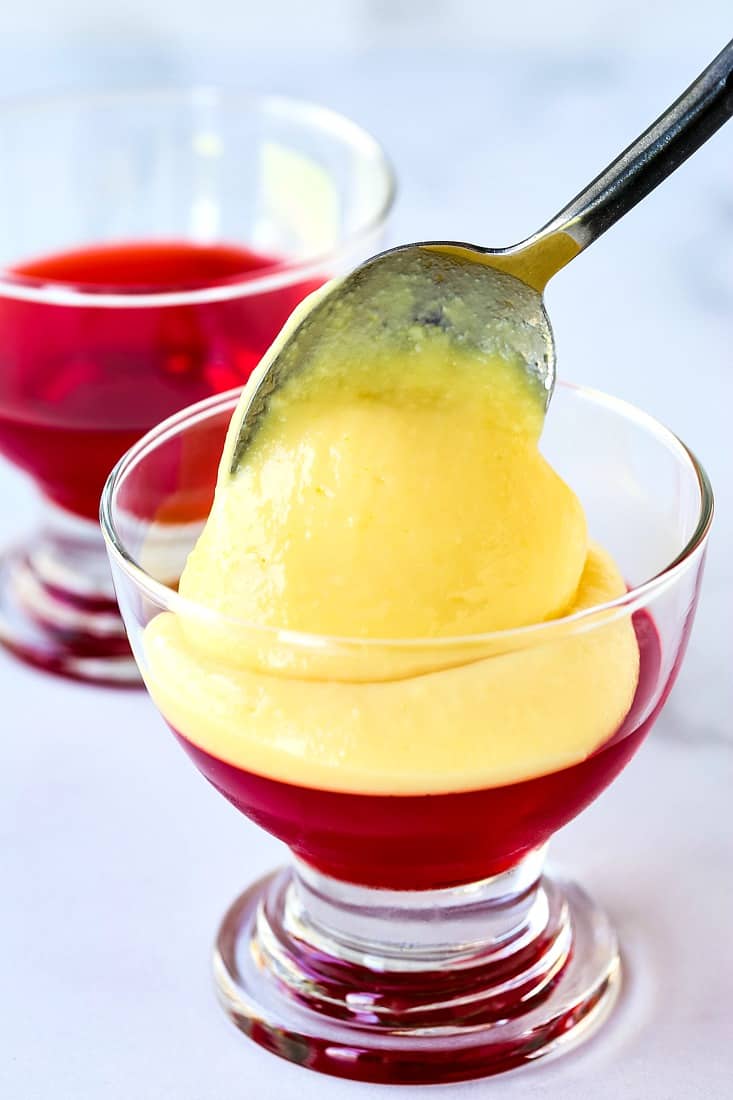 RumChata vanilla pudding bring spooned into jello desserts