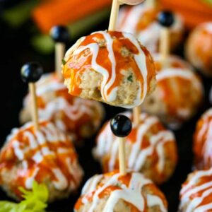 Buffalo chicken meatball recipe with ranch and hot sauce