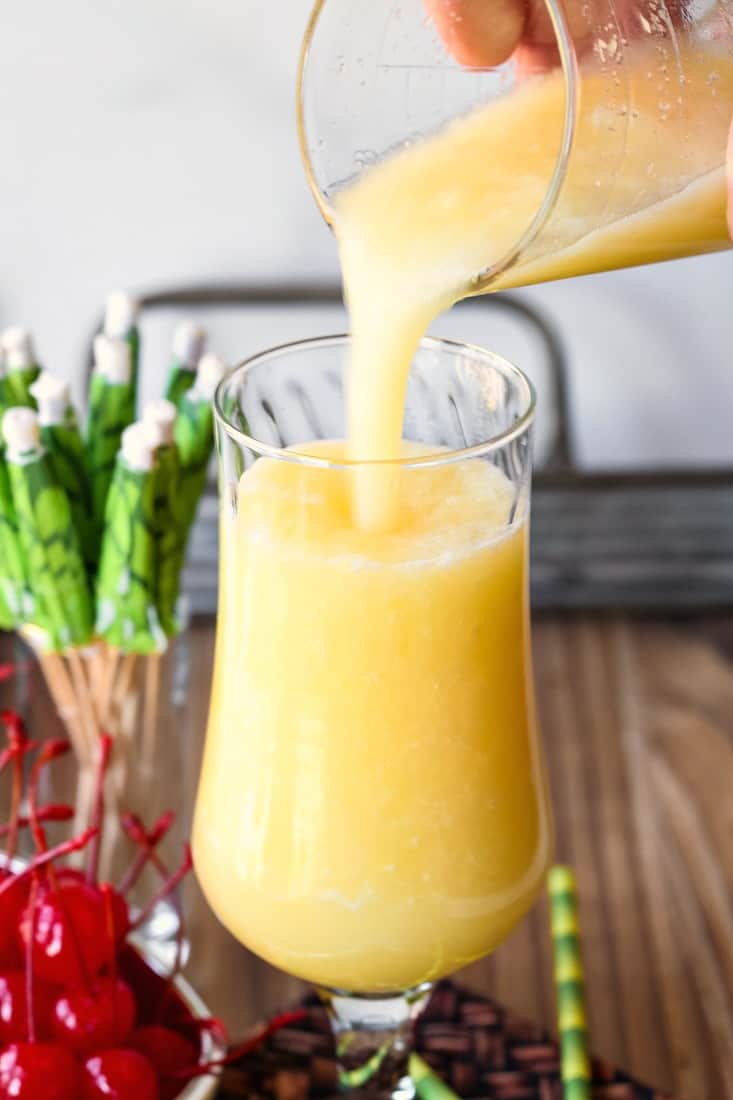 Pina Colada pouring into a glass