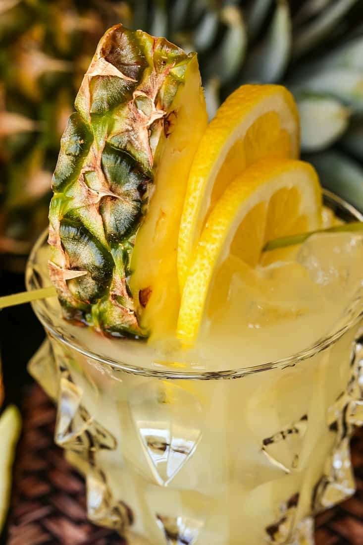 Garnish on whiskey lemonade drink