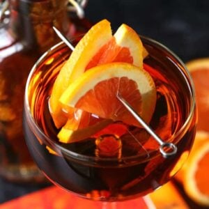 Amaretto Sidecar Cocktail showing orange slices for garnish