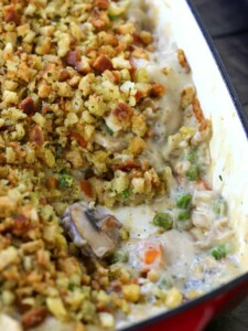 Chicken Casserole with scoop out of dish