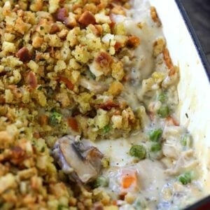 Chicken Casserole with scoop out of dish