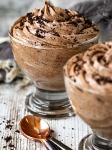 Chocolate pudding dessert served in dessert cup