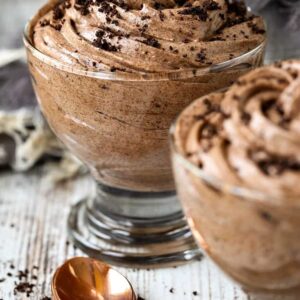 Chocolate pudding dessert served in dessert cup