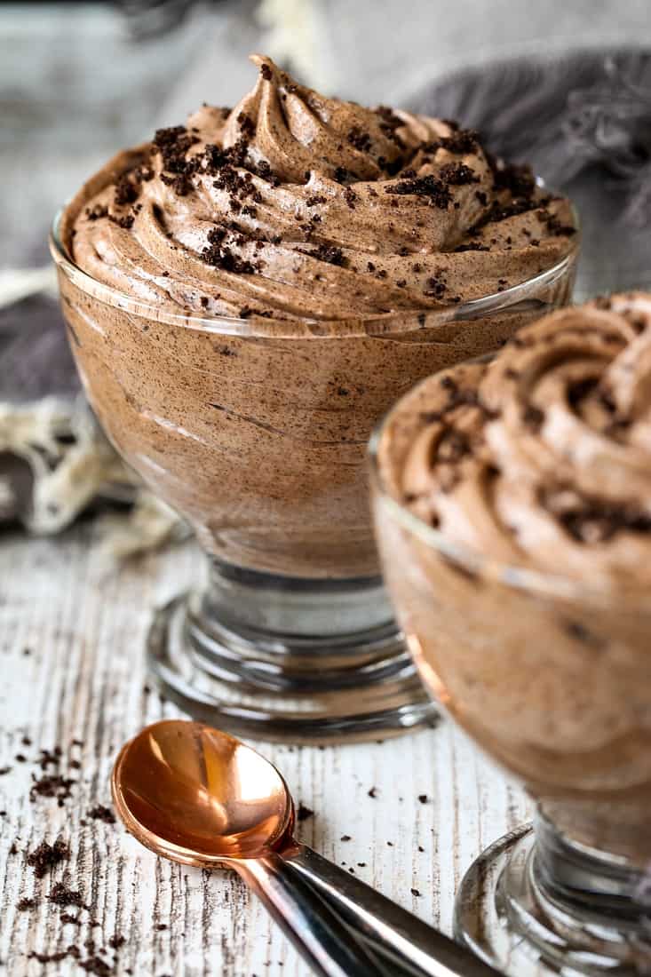 Chocolate pudding dessert served in dessert cup