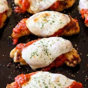 Parmesan Chicken Tenderloins on a baking sheet