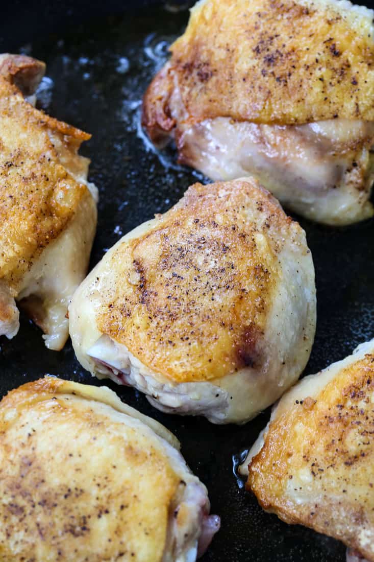 Browned chicken thighs for chicken thigh recipes with apples