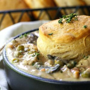 easy chicken pot pie recipe made in a slow cooker