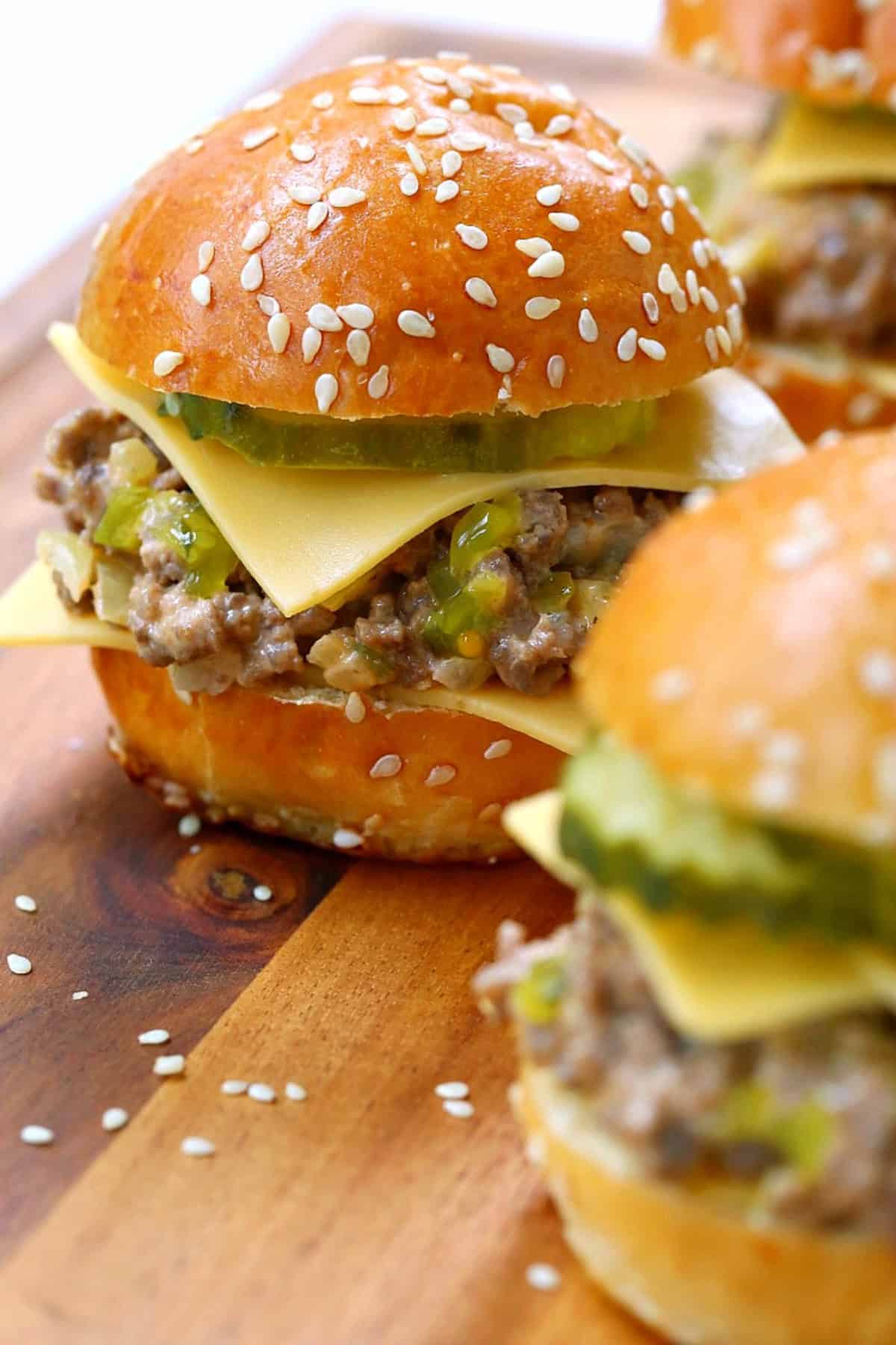 big mac sloppy joes on board with white background