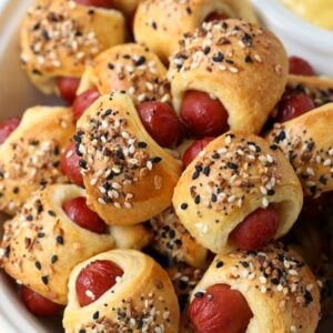 hot dogs wrapped in crescent rolls with seasoning