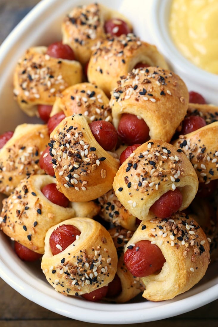 hot dogs wrapped in crescent rolls with seasoning