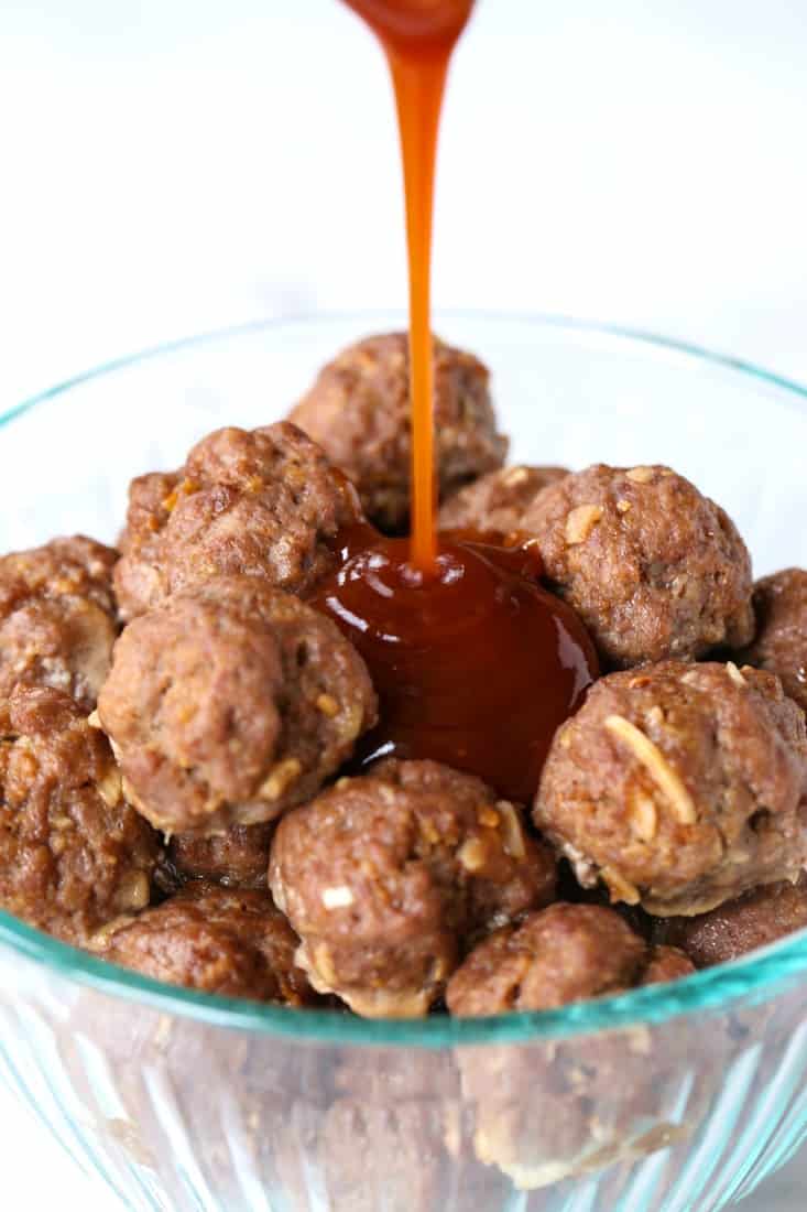 Baked meatballs with bbq sauce for appetizers