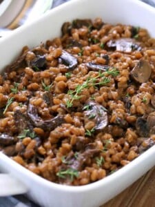 Mushroom farro recipe with fresh thyme