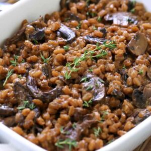 Mushroom farro recipe with fresh thyme