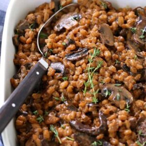 Mushroom farro recipe for a holiday side dish or every day meals