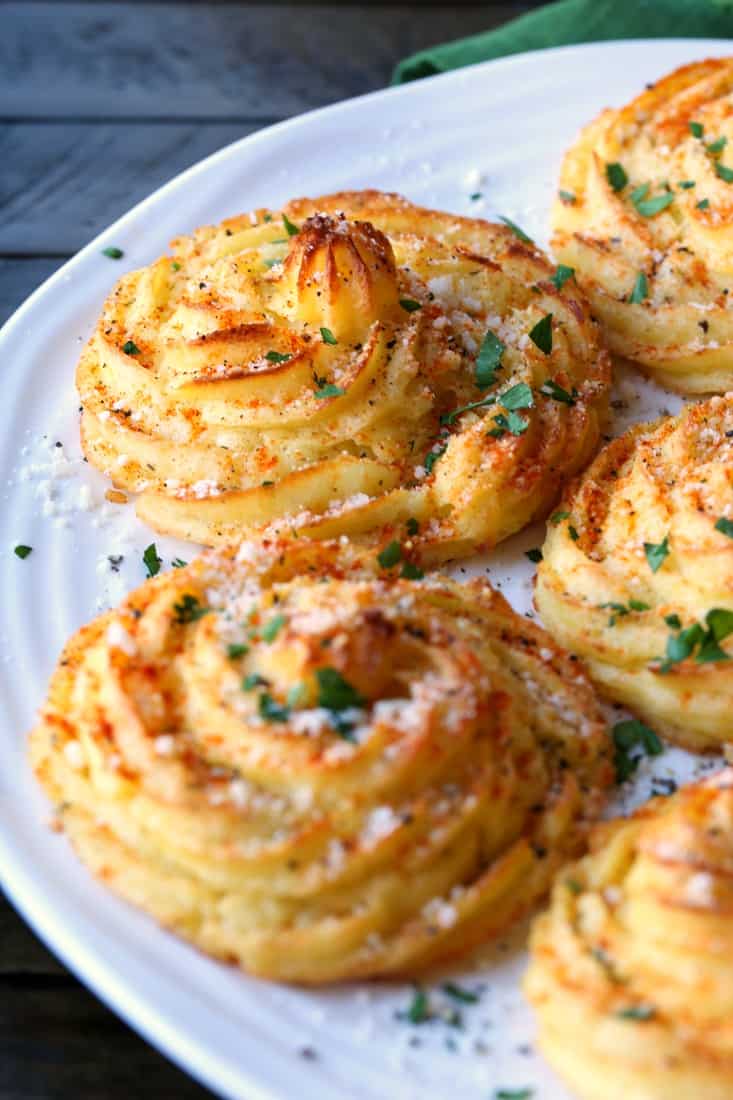 Duchess Potato recipe on a serving platter