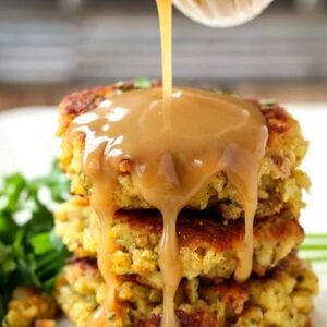 Use leftover stuffing to make crispy, buttery stuffing cakes