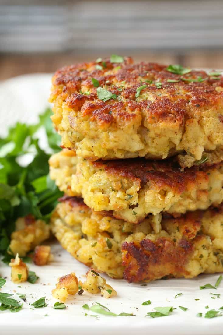 Use leftover stuffing from Thanksgiving to make these stuffing cakes