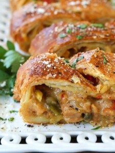 Sausage and peppers strudel is a holiday appetizer recipe