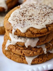 Bourbon Molasses Cookies stacked on a platter