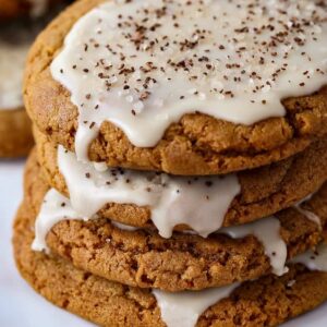 Bourbon Molasses Cookies stacked on a platter