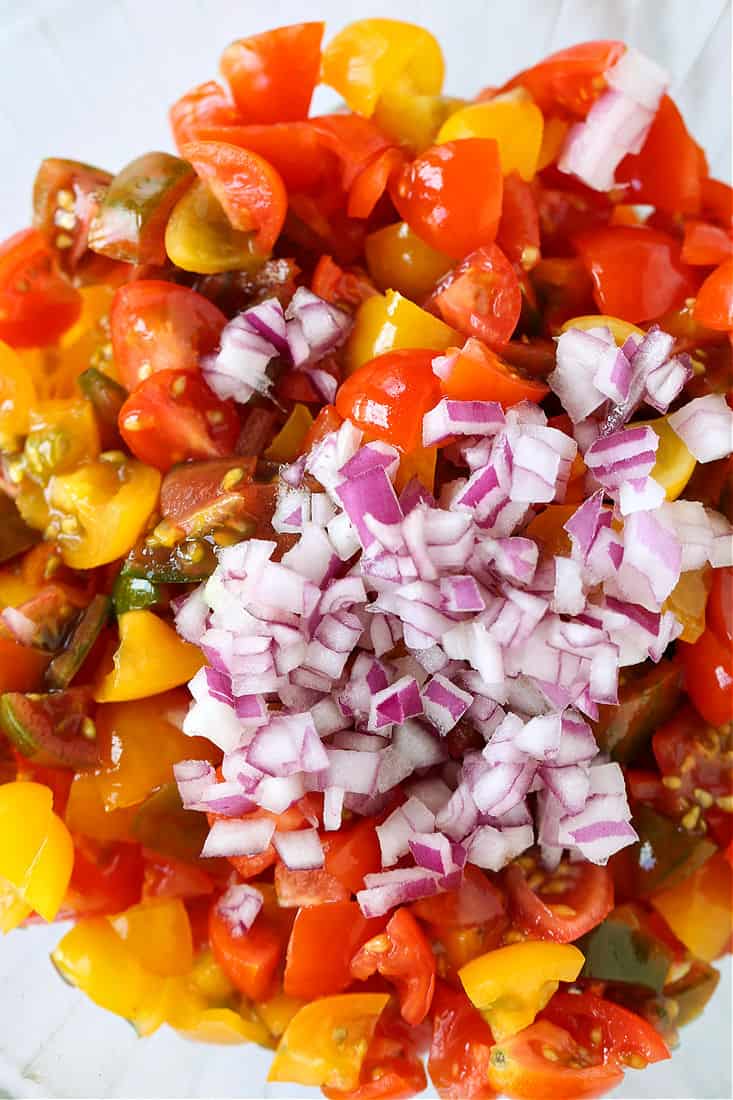 Tomato Bruschetta topping in a bowl