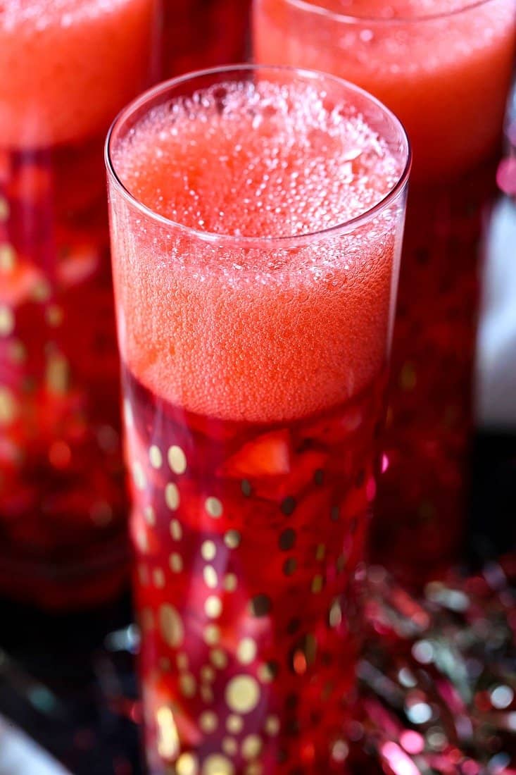 jello dessert made with foam on top and real champagne