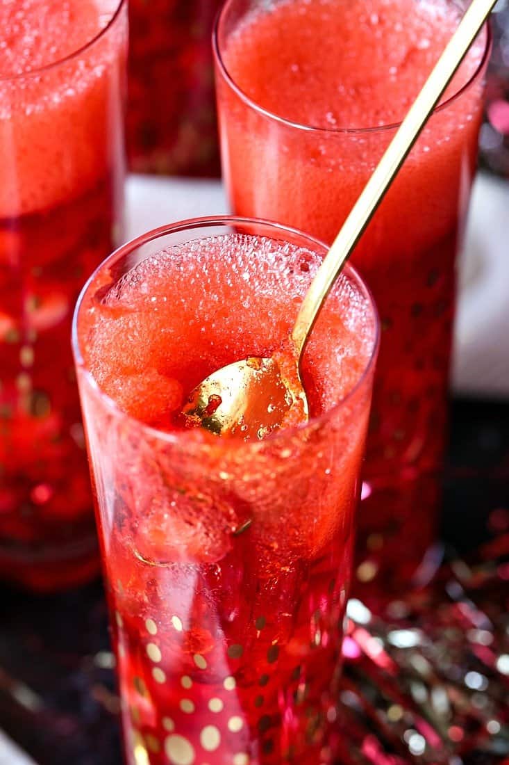 strawberry jello dessert made with champagne