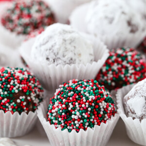 rum balls decorated on platter