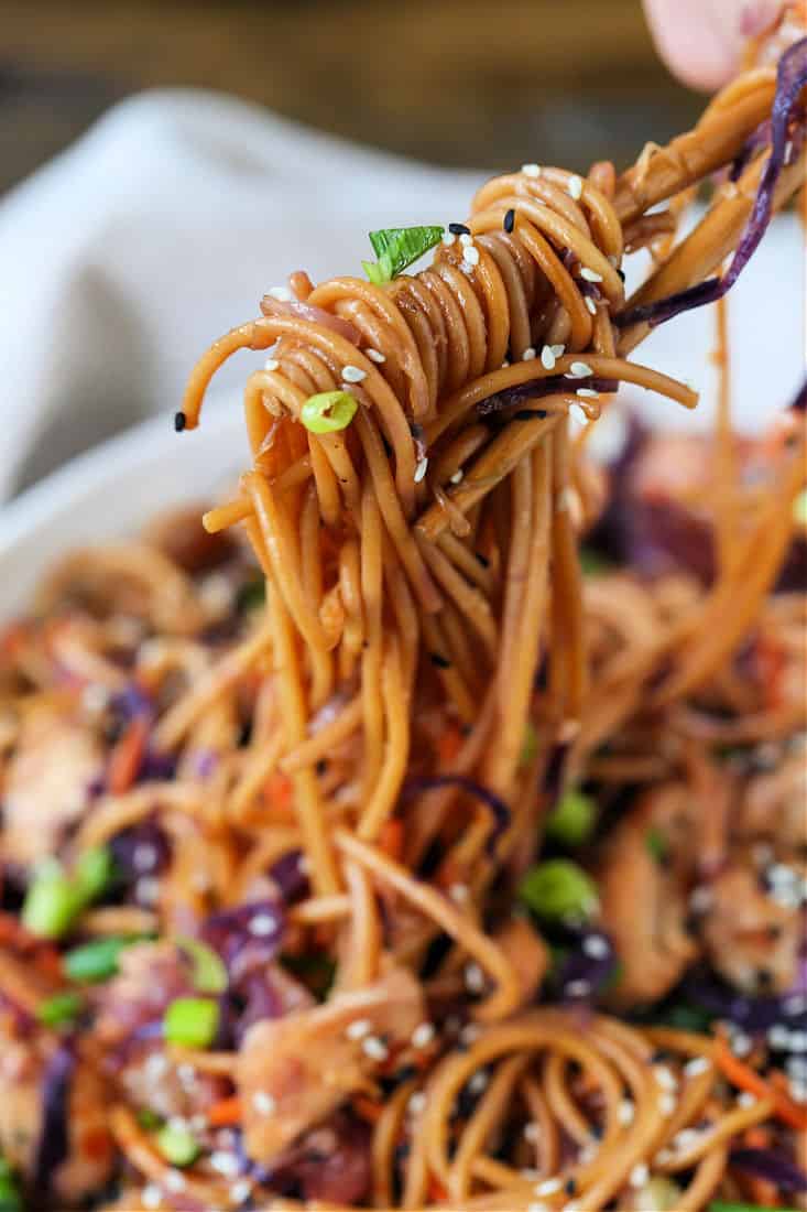 Teriyaki noodles recipe with vegetables and chicken