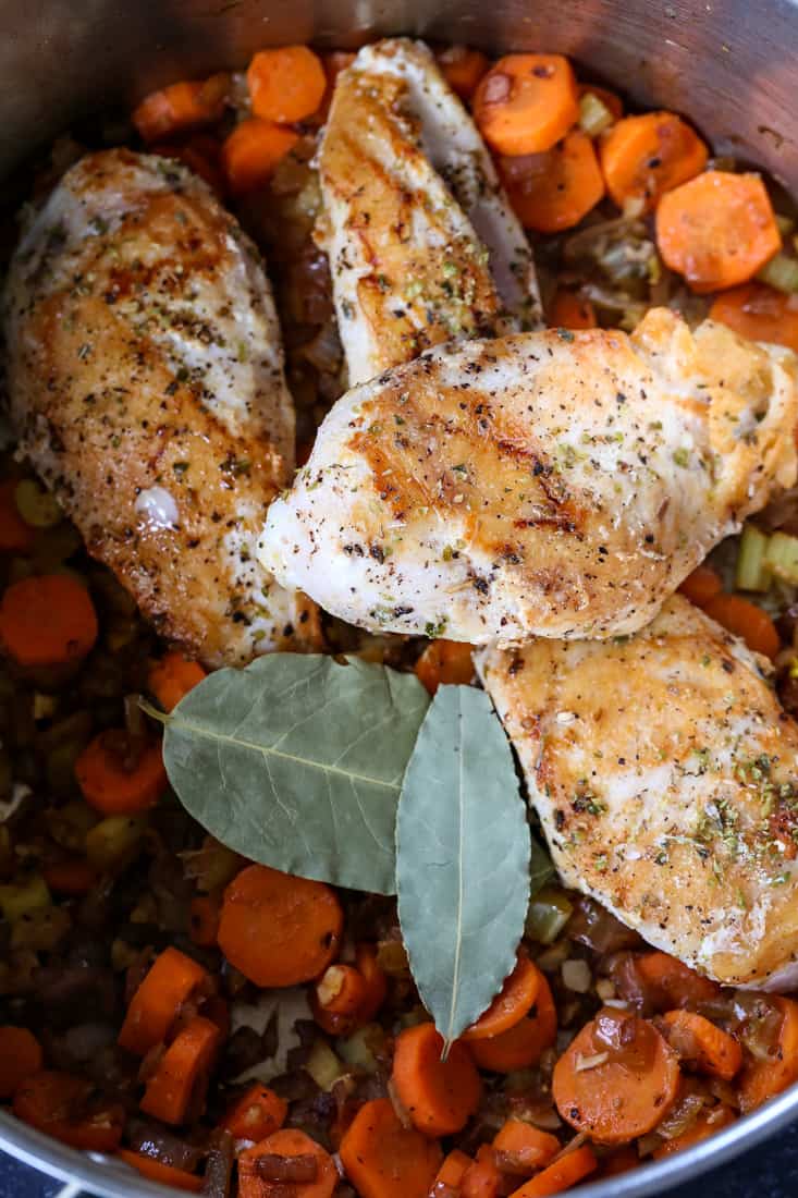 Ingredients in a pot for Detox Chicken Soup