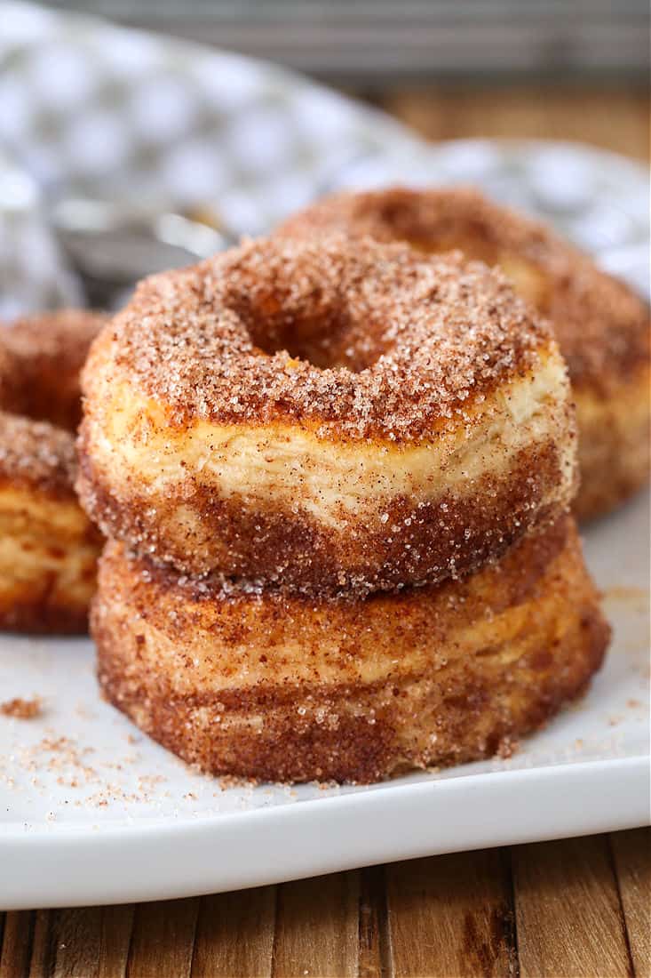 Cinnamon Sugar air fryer donuts on plate