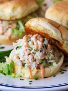 Crab Salad Sliders with sriracha mayonnaise