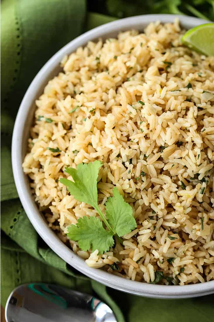 Cilantro Lime Rice in a bowl from the top