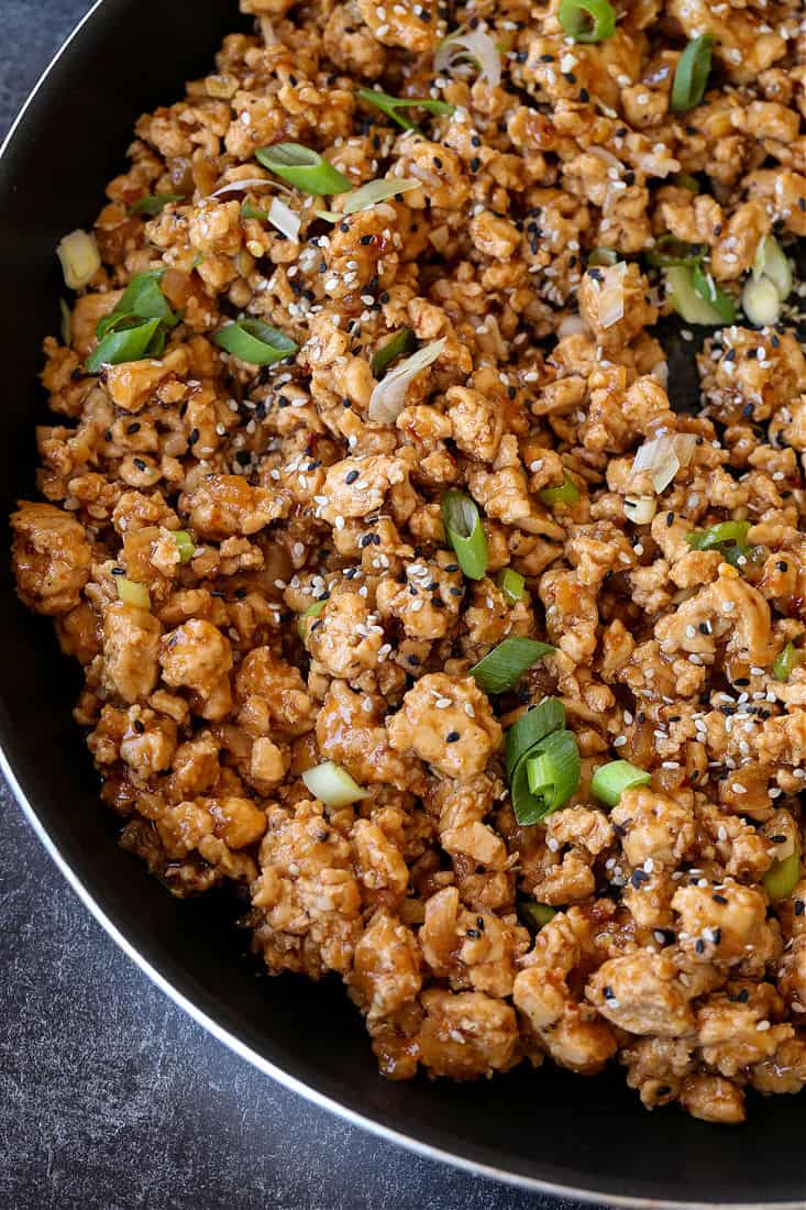Ground chicken recipe with scallions and sesame seeds
