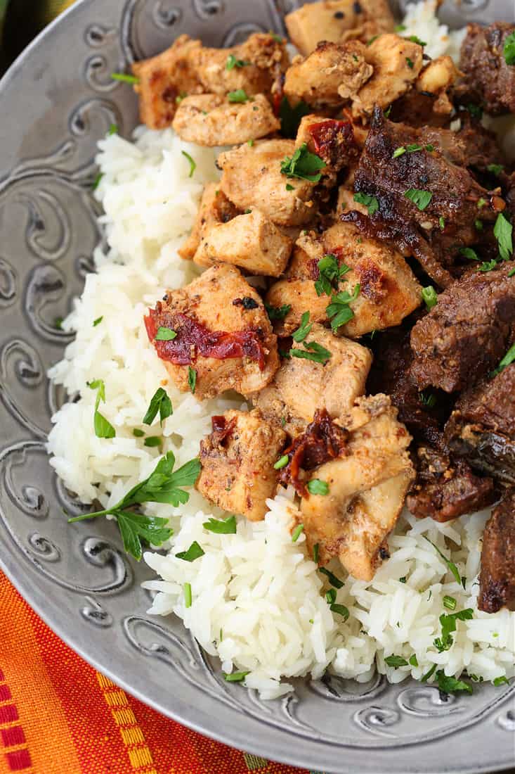 Honey Chipotle marinated chicken and steak