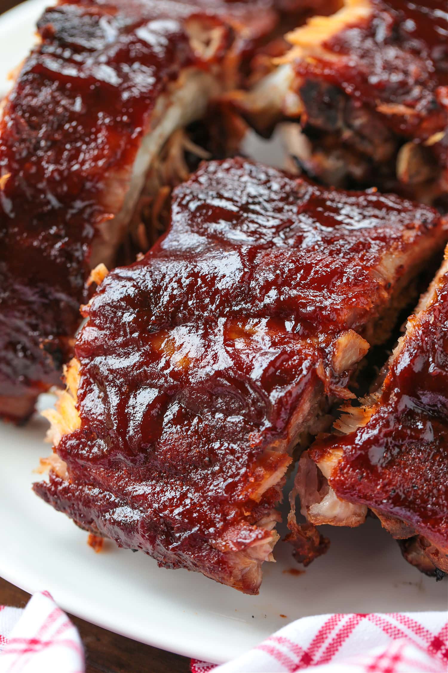 section of bbq ribs on a plate