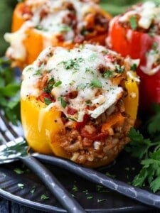 stuffed pepper with mozzarella cheese on top