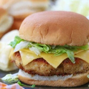 Crispy Chicken Patty on a bun with lettuce and cheese