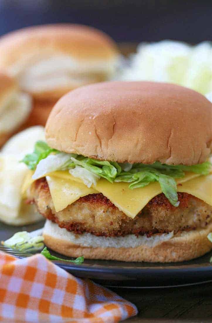 Crispy Chicken Patty on a bun with lettuce and cheese