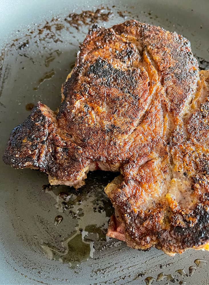 Seared chuck roast to make french dip sandwiches
