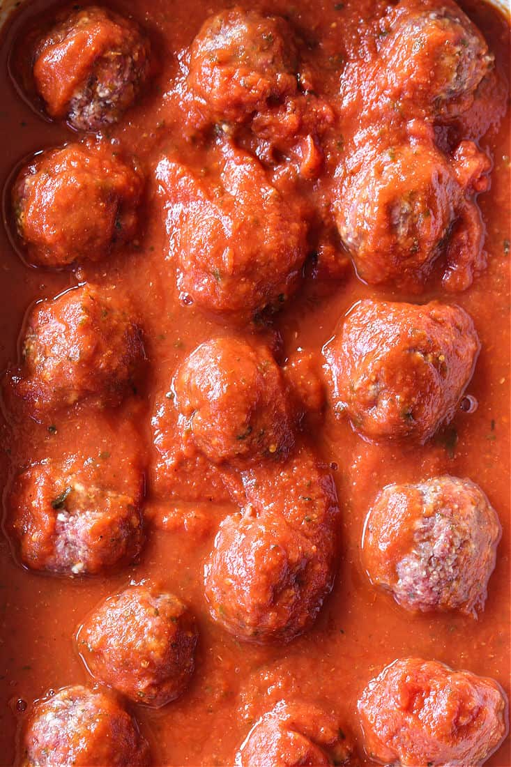 Slow Cooker Meatballs and Sauce in a crock pot