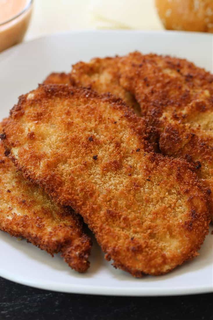 Crispy chicken cutlets on a plate