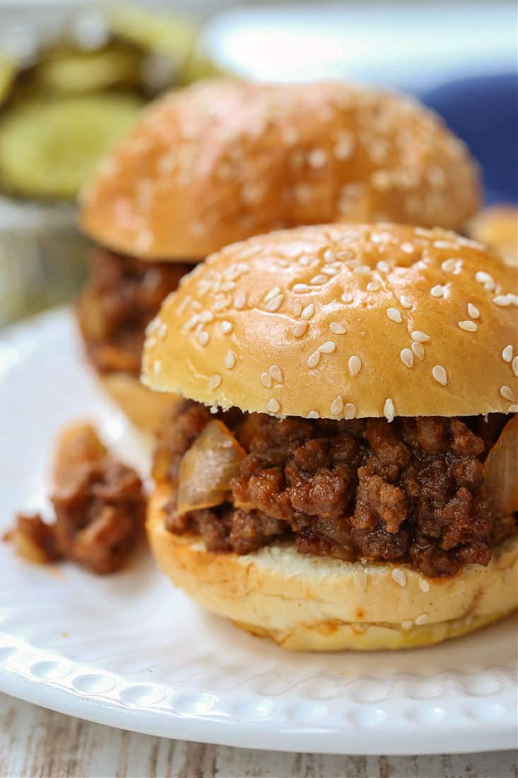 mini sloppy joe sliders on a plate