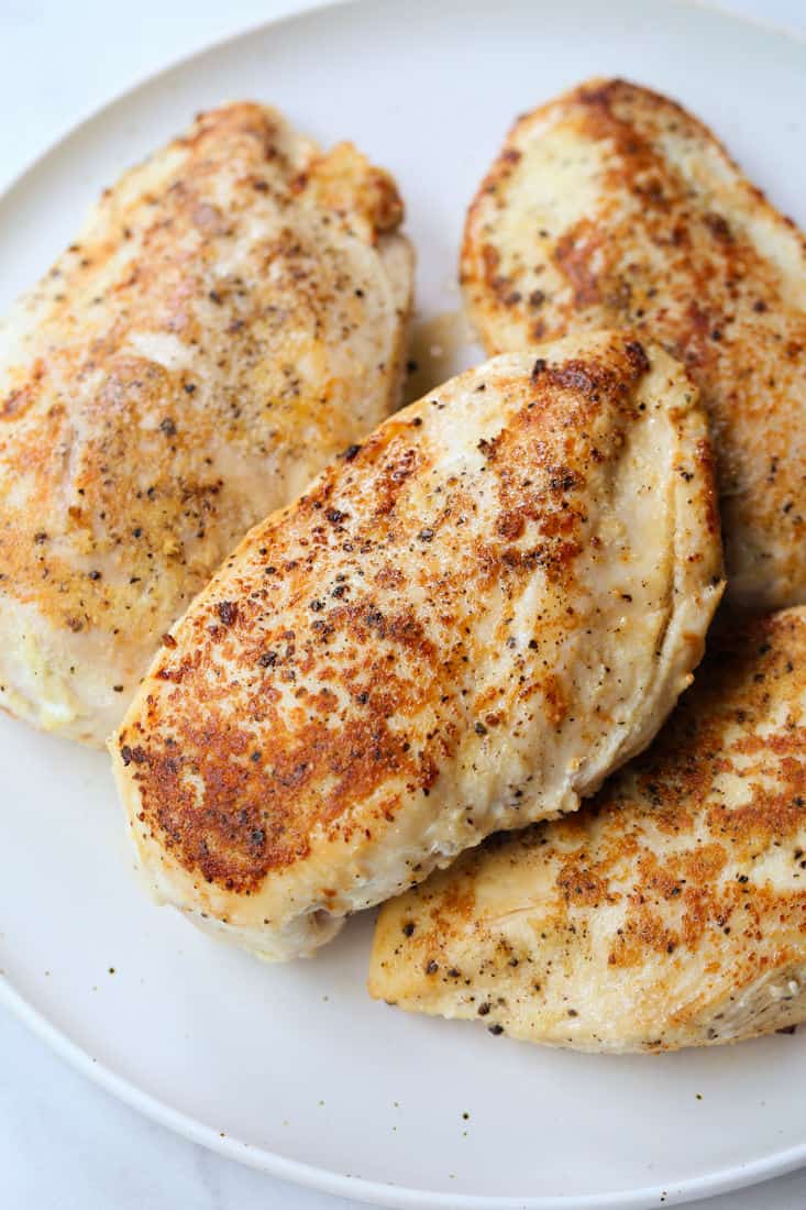 Pan seared chicken breasts for making chicken florentine