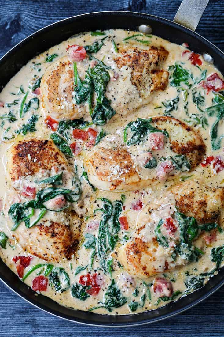 Chicken Florentine recipe in a skillet